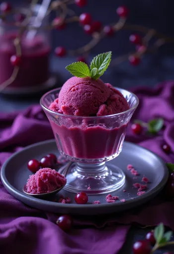 Feketeribizli sorbet házi készítésű frissítő desszert