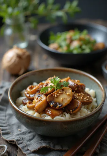 Gomae shiitake gomba tálalva friss spenóttal és pirított szezámmaggal