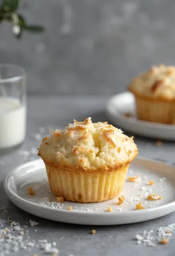 Kókuszos muffin tálalva egy tányéron
