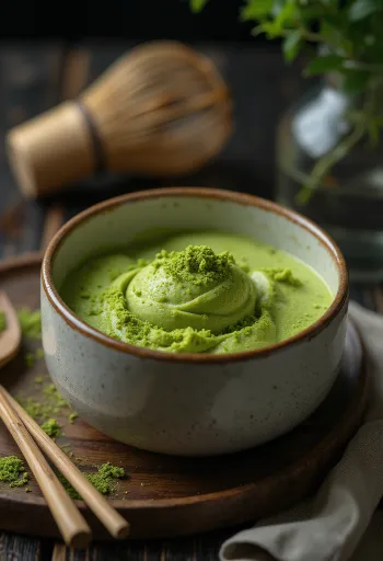 Matcha teás parfé tálalva