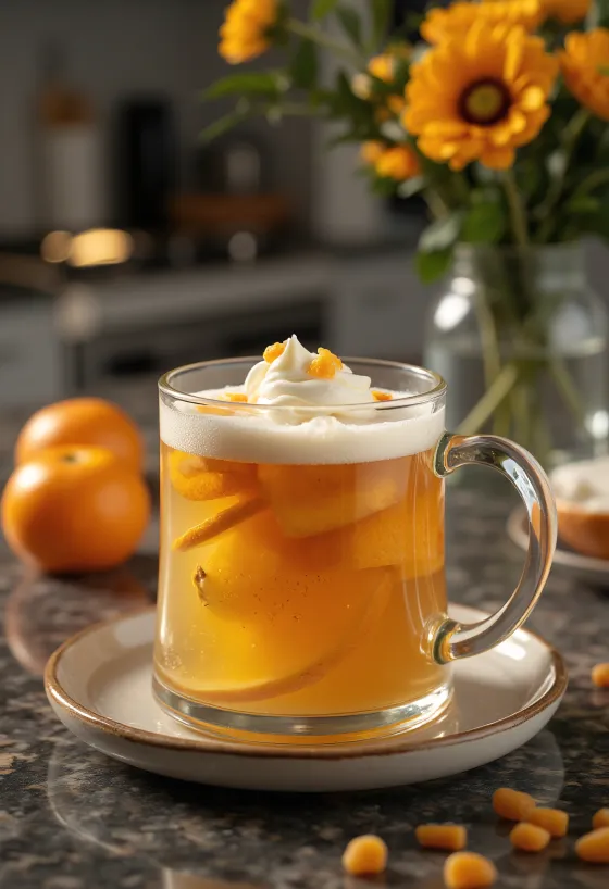 Mentás-citrusos cider pohárban tálalva