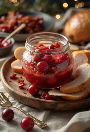 Mézes vörösáfonyás chili szósz tálalva