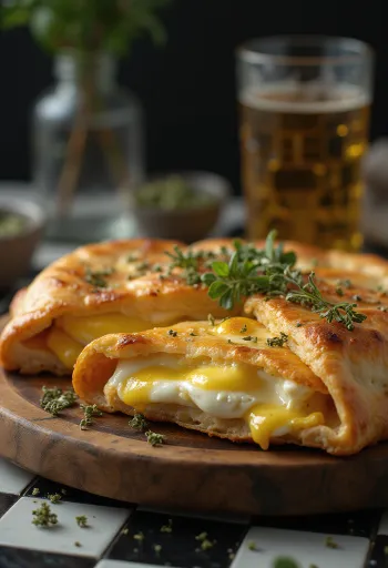 Padlizsánkrémes calzone tálalva