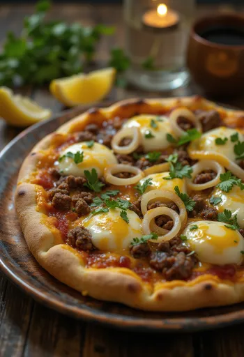 Pizza Egiziana tálalva