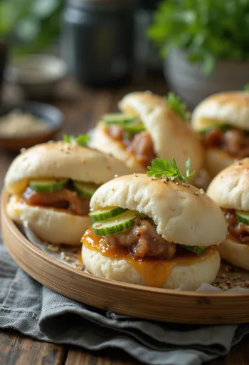 Pork belly buns tálalva