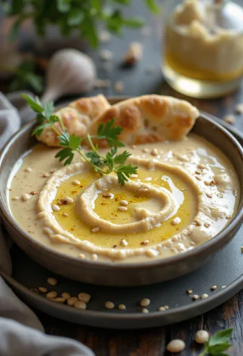 Currys fokhagymás tahini szósz tálalva