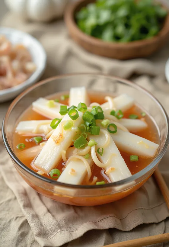 Dongchimi, víz alapú koreai retek kimchi friss zöldségekkel