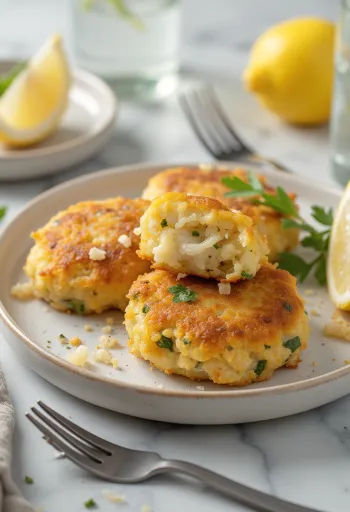 Ropogós fishcake kaporral, aranybarnára sütve tálalva tányéron