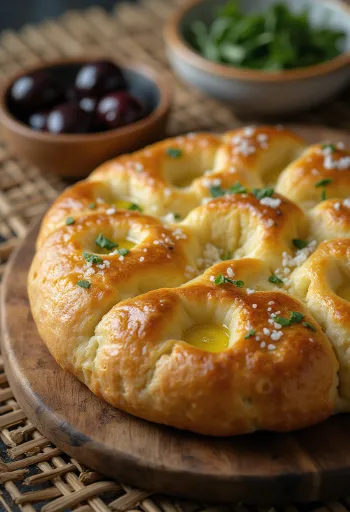 Gyors élesztő nélküli focaccia tálalva