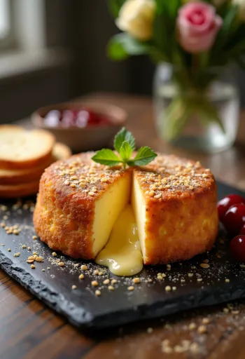 Keto rántott camembert áfonyával