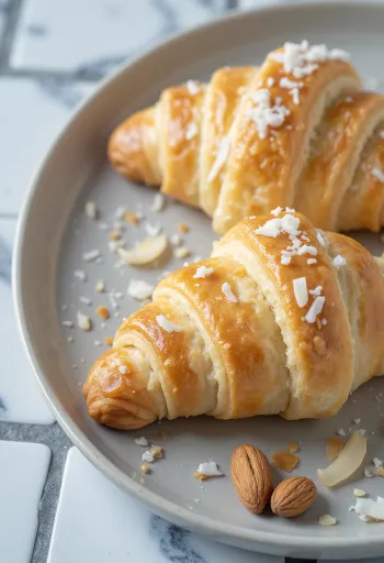 Kókuszlisztes croissant tálalva