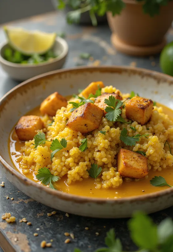 Lime-os curry quinoa tofuval