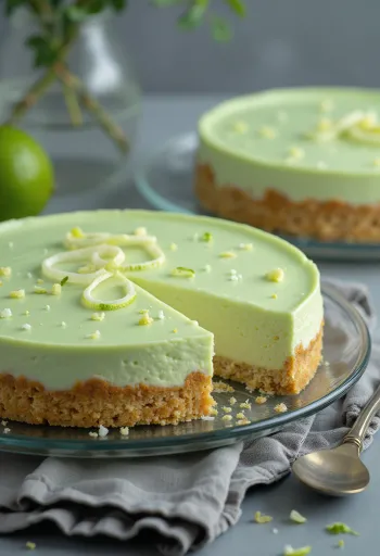 Lime-sajttorta szeletek tálalva