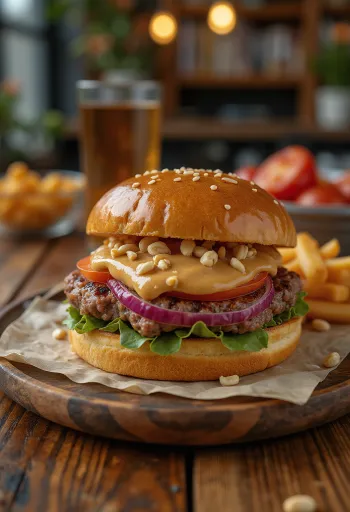 Mogyoróvajas Burger tálalva