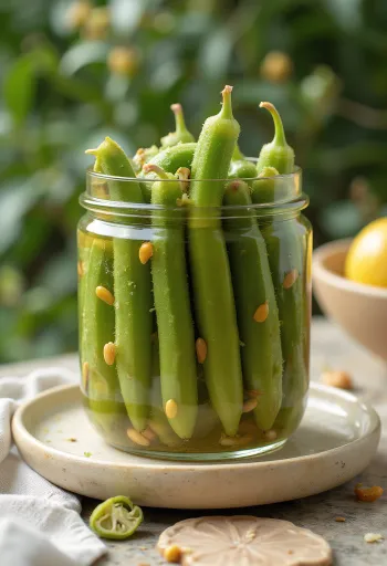 Ecetes okra befőttesüvegben