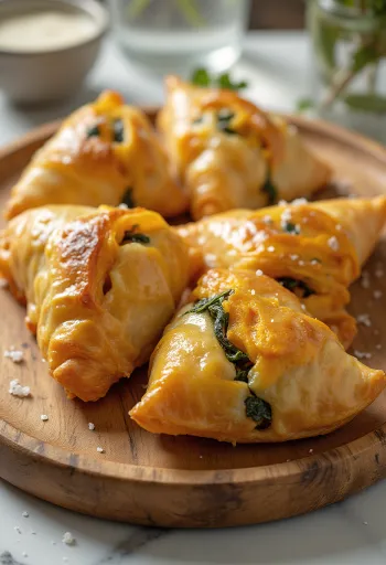 Sütőtökös és spenótos samosa tálalva