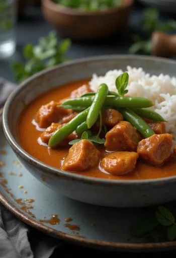 Thai vörös curry marhahússal tálalva