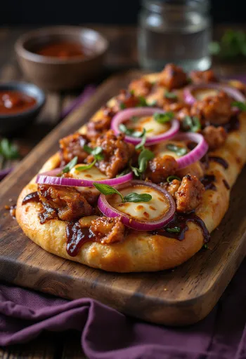Barbecue csirkés focaccia tálalva