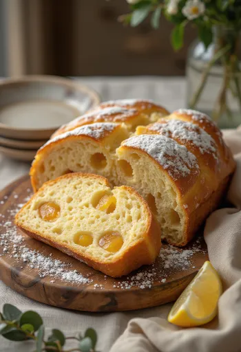 Birsalmás Stollen szeletelve, porcukorral meghintve