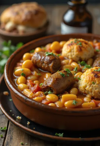 Cassoulet bárányhússal, egytálétel babbal és kolbásszal