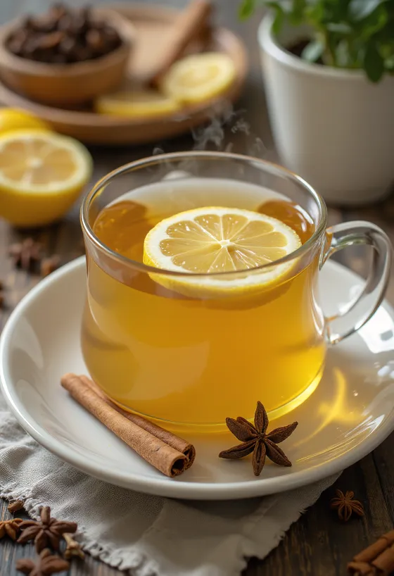 Citromos-szegfűszeges tea csészében