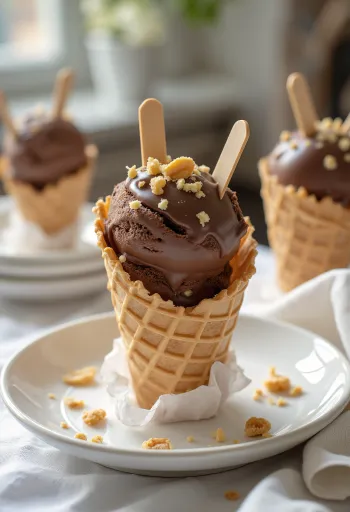 Drumstick Chocolate fagylalt tölcsérben tálalva