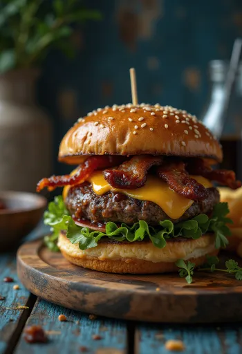 Füstölt hamburger cheddar sajttal és baconnel
