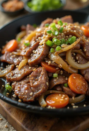 Klasszikus bulgogi tálalva, marhahússal és lime-mal