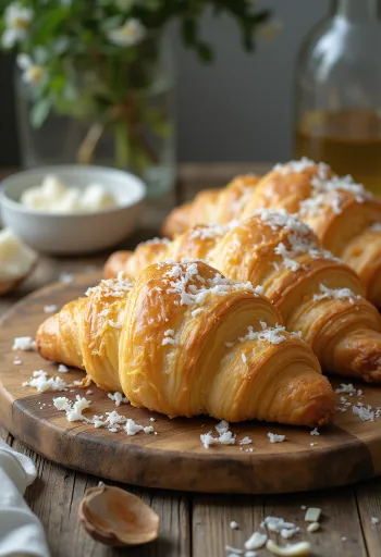 Kókuszos croissant tálalva