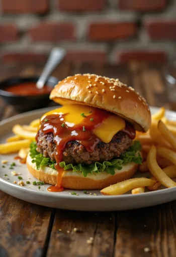 Mézes BBQ burger tálalva