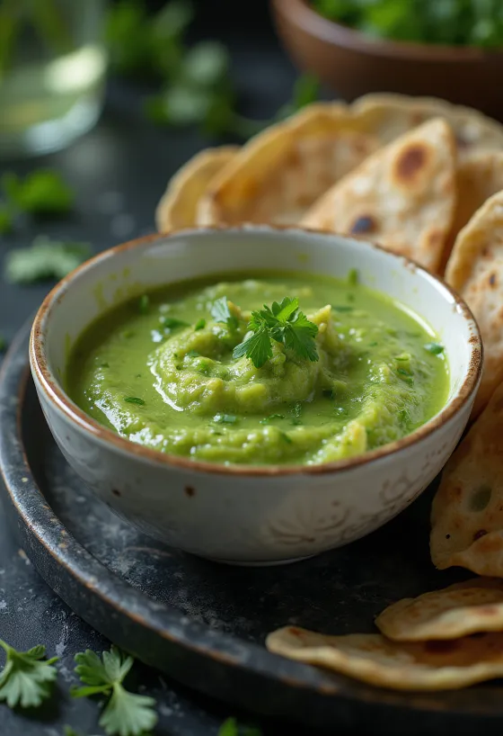 Mint chutney frissen tálalva