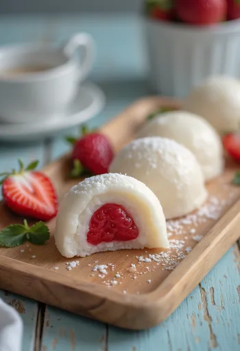 Mochi eperrel, friss eperrel tálalva