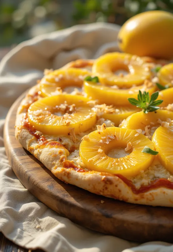 Pizza ai Frutti Tropicali trópusi gyümölcsökkel és ricottával
