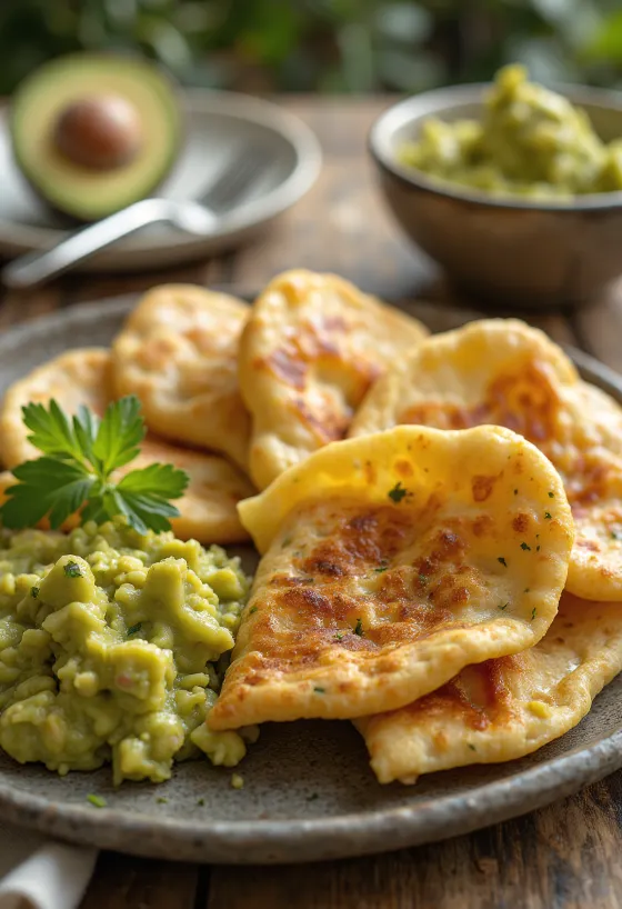 Guacamoléval és olvadt sajttal töltött quesadilla szeletekre vágva, ropogósra sütve