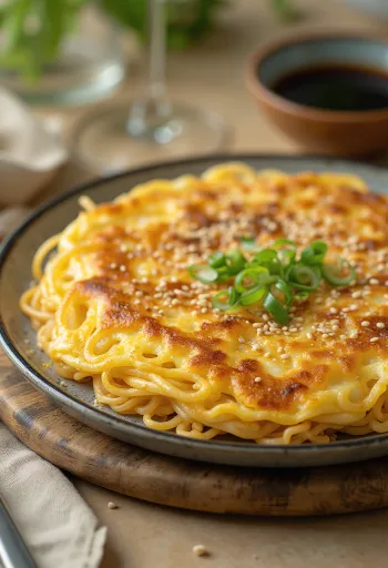 Ramen pancake tálalva