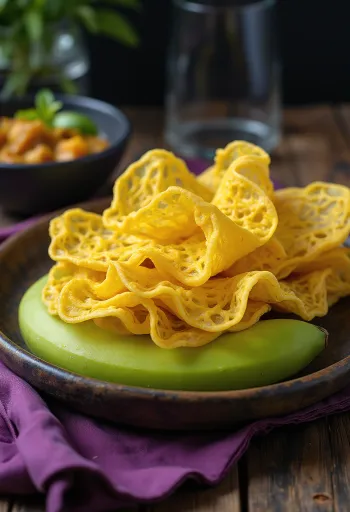 Roti jala banánlevélben tálalva, ínycsiklandó maláj étel