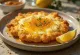 Saganaki mézzel meglocsolva és szezámmaggal megszórva tálalva