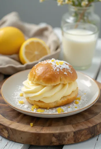 Semlor citromkrémmel, friss zsemle citromos töltelékkel