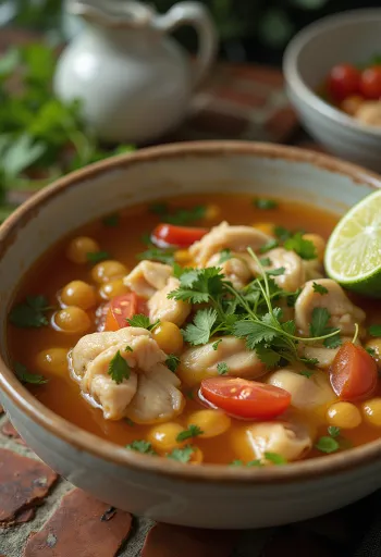 Sinigang csicseriborsós leves, gazdag ízvilággal, csirkehússal és friss zöldségekkel