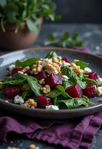 Spenótos céklasaláta dióval és feta sajttal