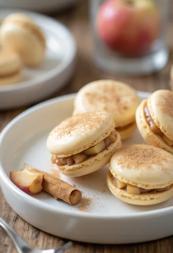 Sült almás-fahéjas macaronok tálalva