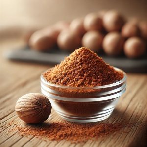 Frissen reszelt szerecsendió, amely egyedülálló ízt és számos egészségügyi előnyt kínál az ételekhez.