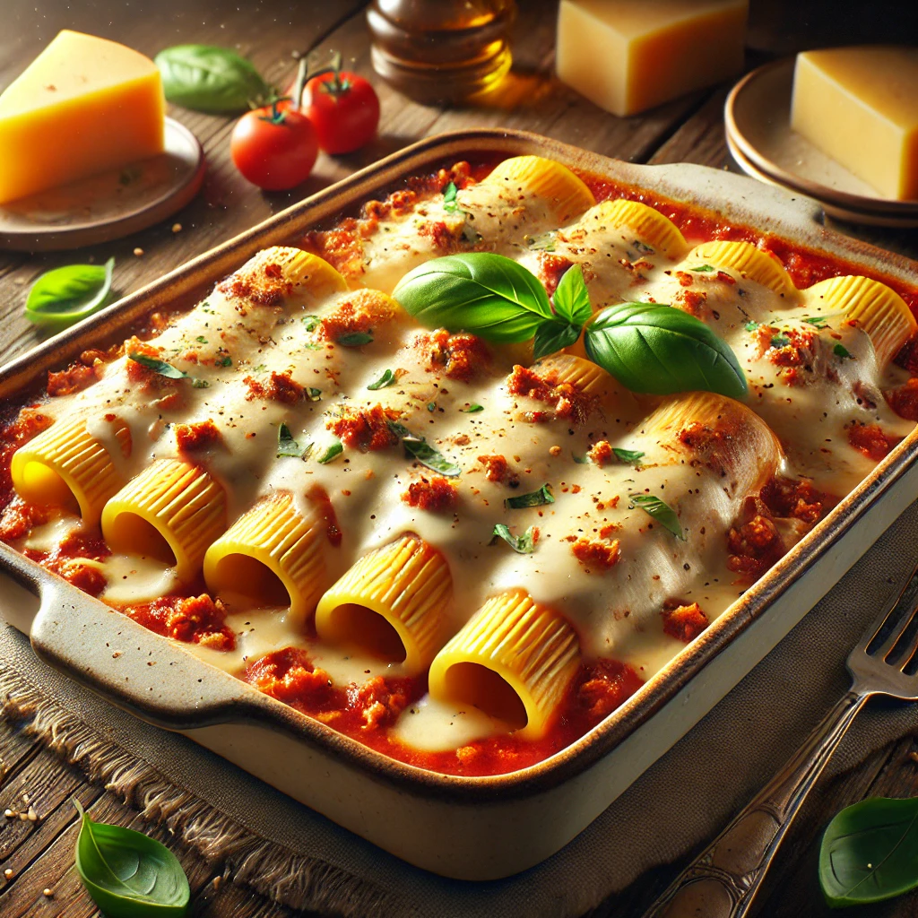 Gazdag paradicsomos és sajtos húsos cannelloni recept