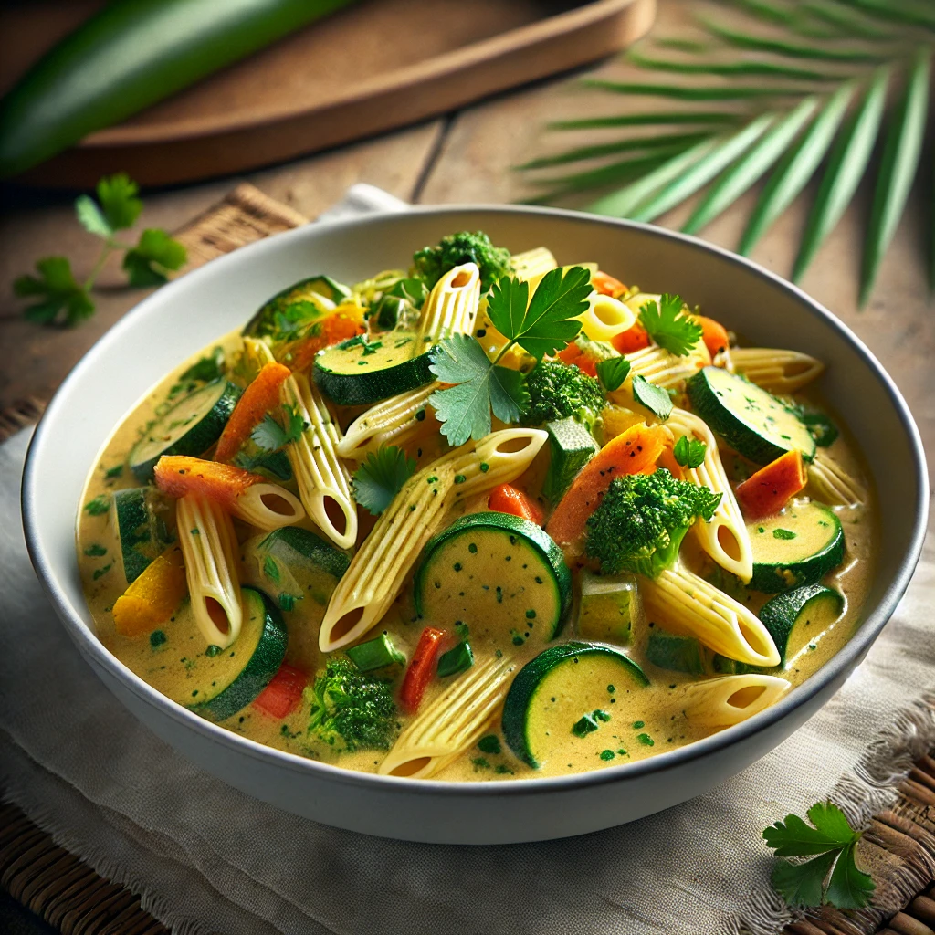 Egzotikus és ízletes tészta kókusztejes curryvel