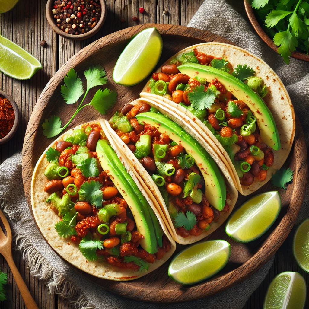 Egészséges és ízletes mexikói vegán taco babbal