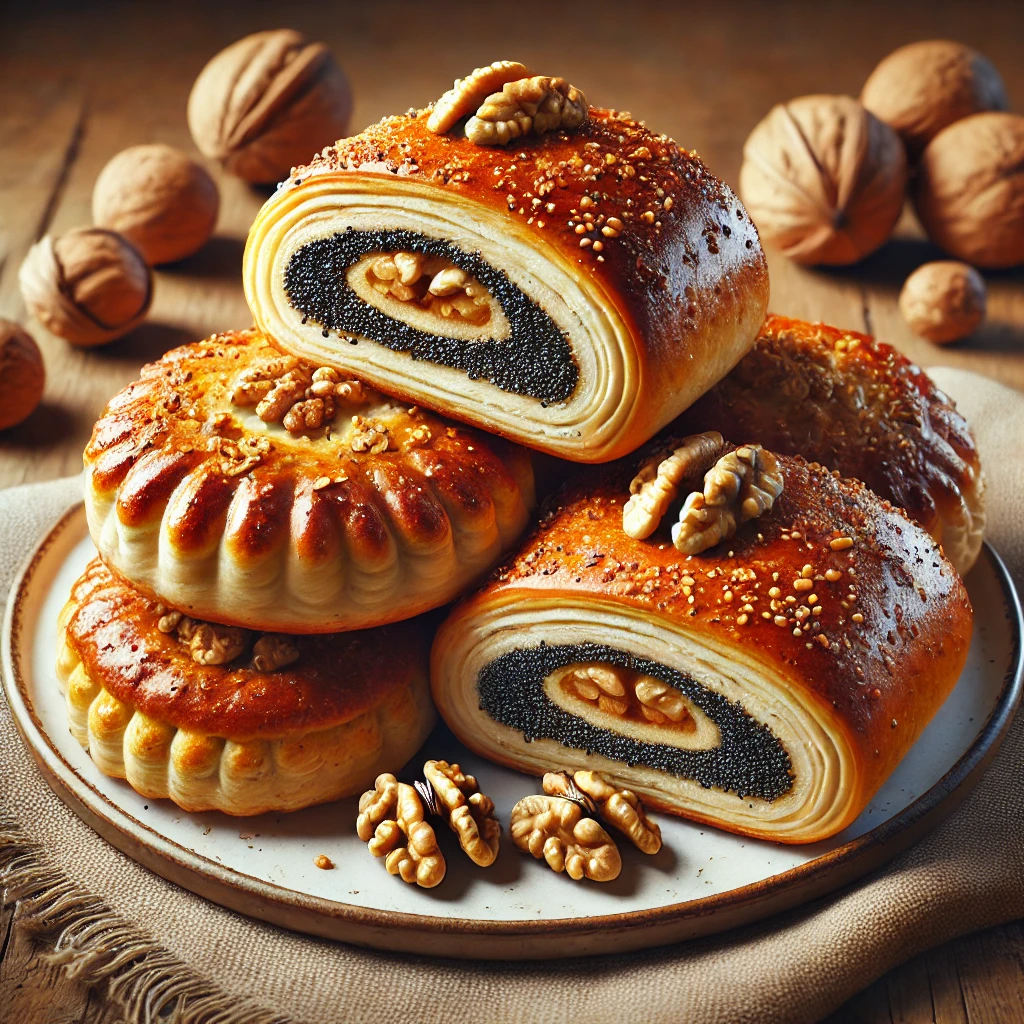 Diós és mákos töltött pogácsa magyar hagyományos recept alapján