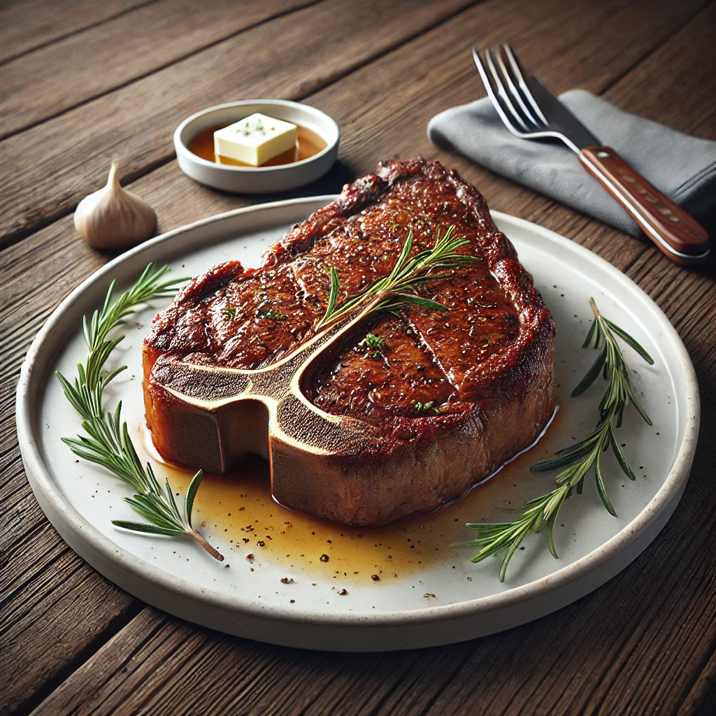 Ropogós T-bone steak, vajjal és rozmaringgal ízesítve
