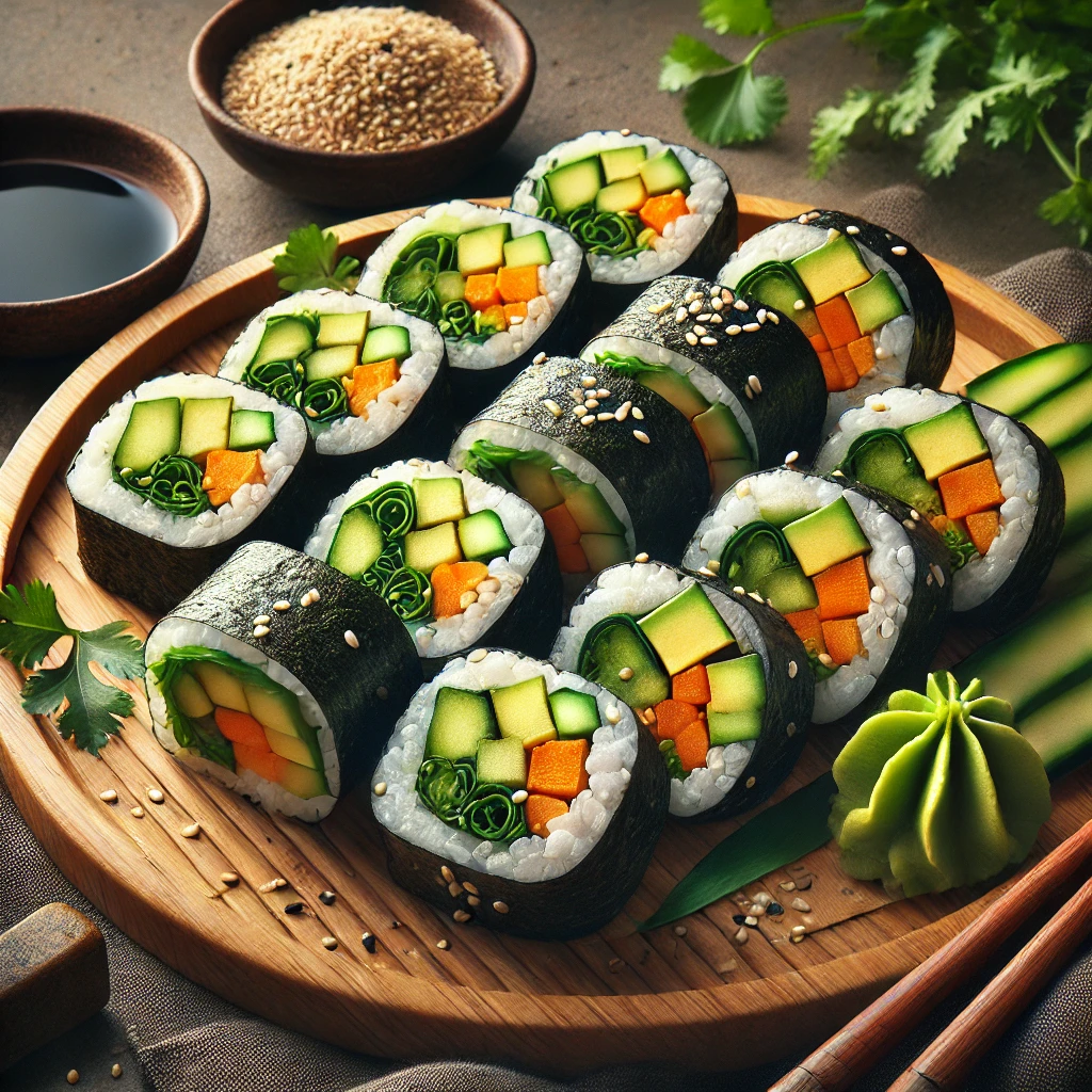 Egészséges és ízletes vegán sushi nori algával