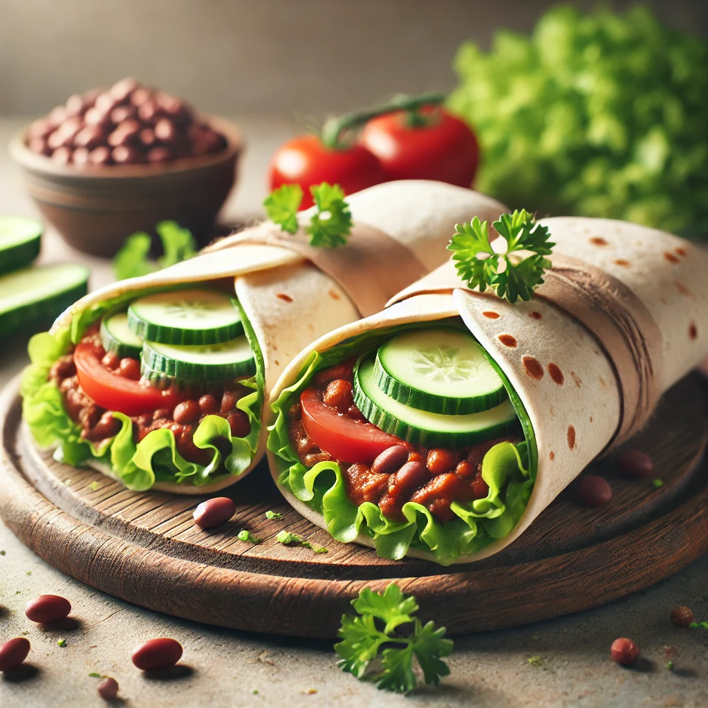 Egyszerű és ízletes vegán tortilla friss zöldségekkel