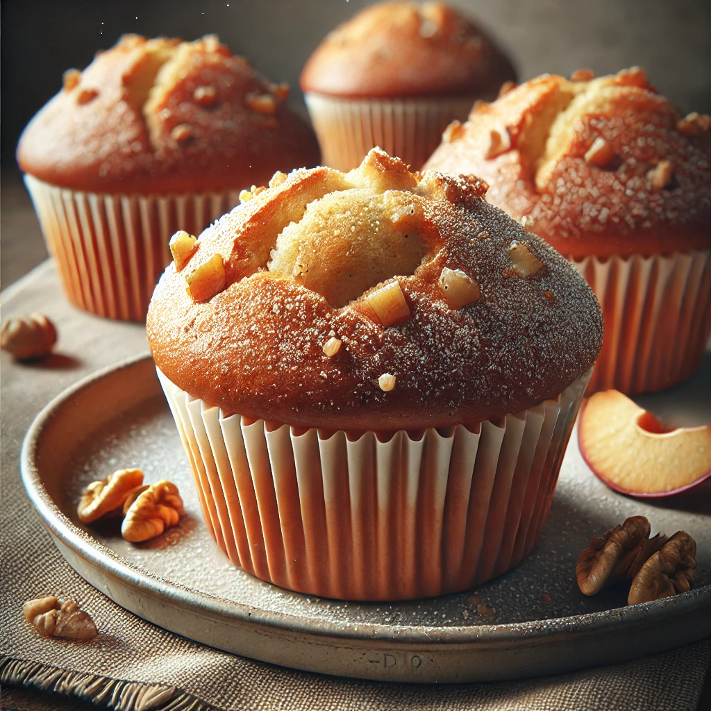 Lágy és gyümölcsös muffin almával és dióval ízesítve